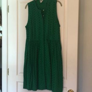 JCrew green eyelet midi dress